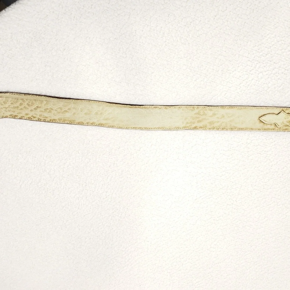 Tony Lama Leather Belt Mens 42 Cream Exotic Embossed Western Cowboy Made in USA